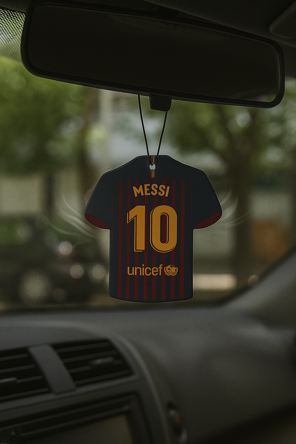 Messi 10 Barcelona Jersey Hanging Tag Car Perfumes, Organic Air Fresheners And Car Perfumes Tag