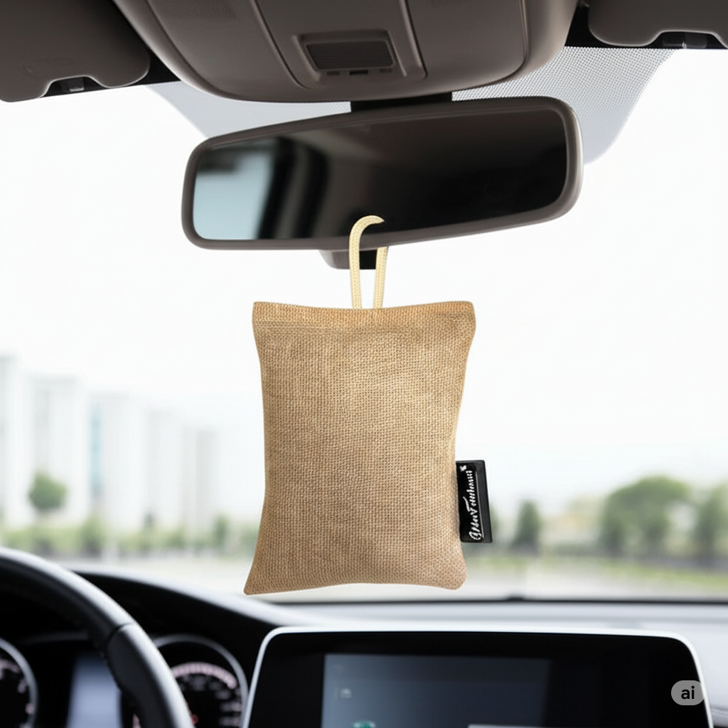 Jute Bag Hanging Car Perfumes, Flame Fragrance, Organic Air Fresheners And Car Perfumes Bar